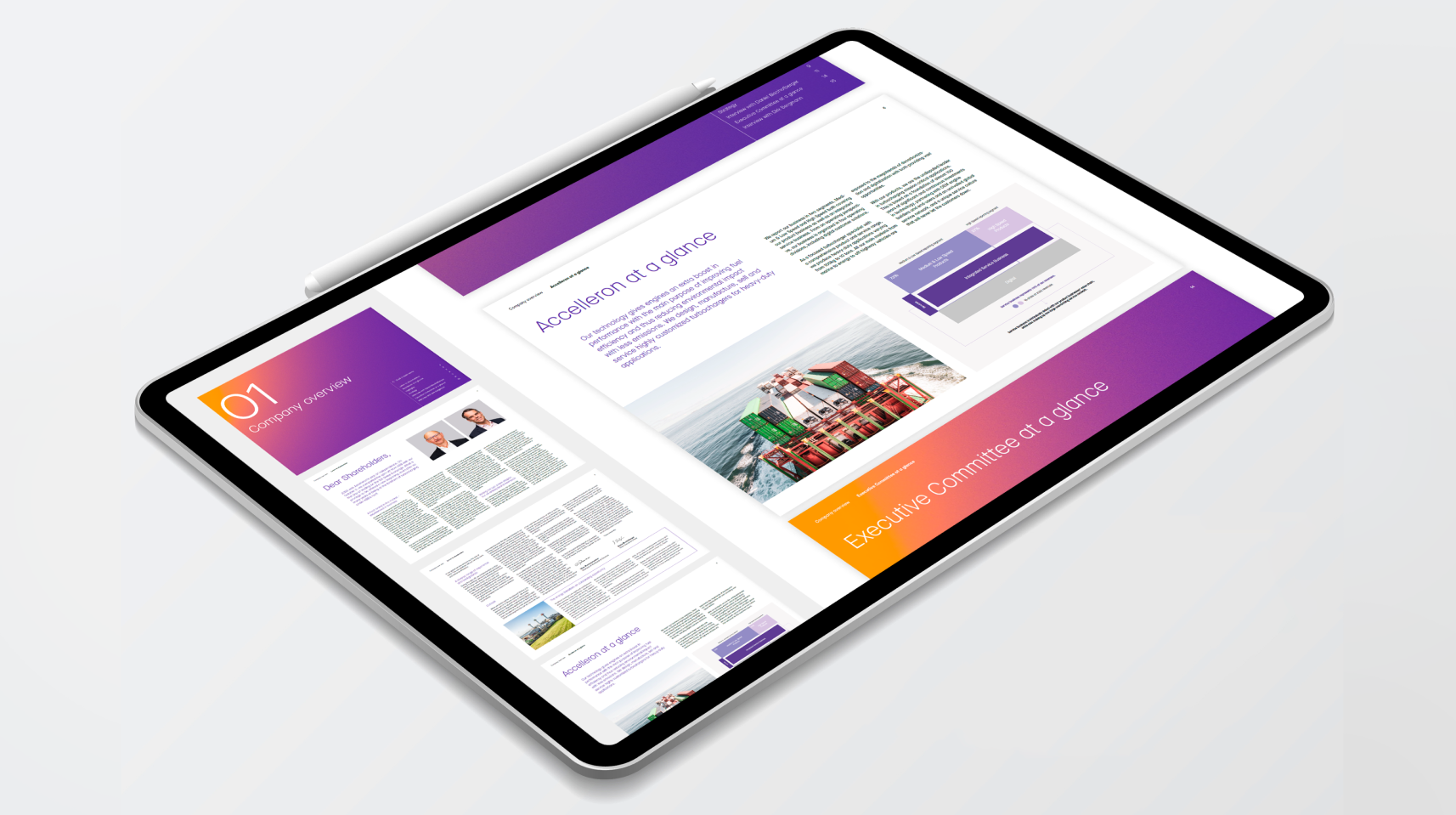 Accelleron concept page on a tablet